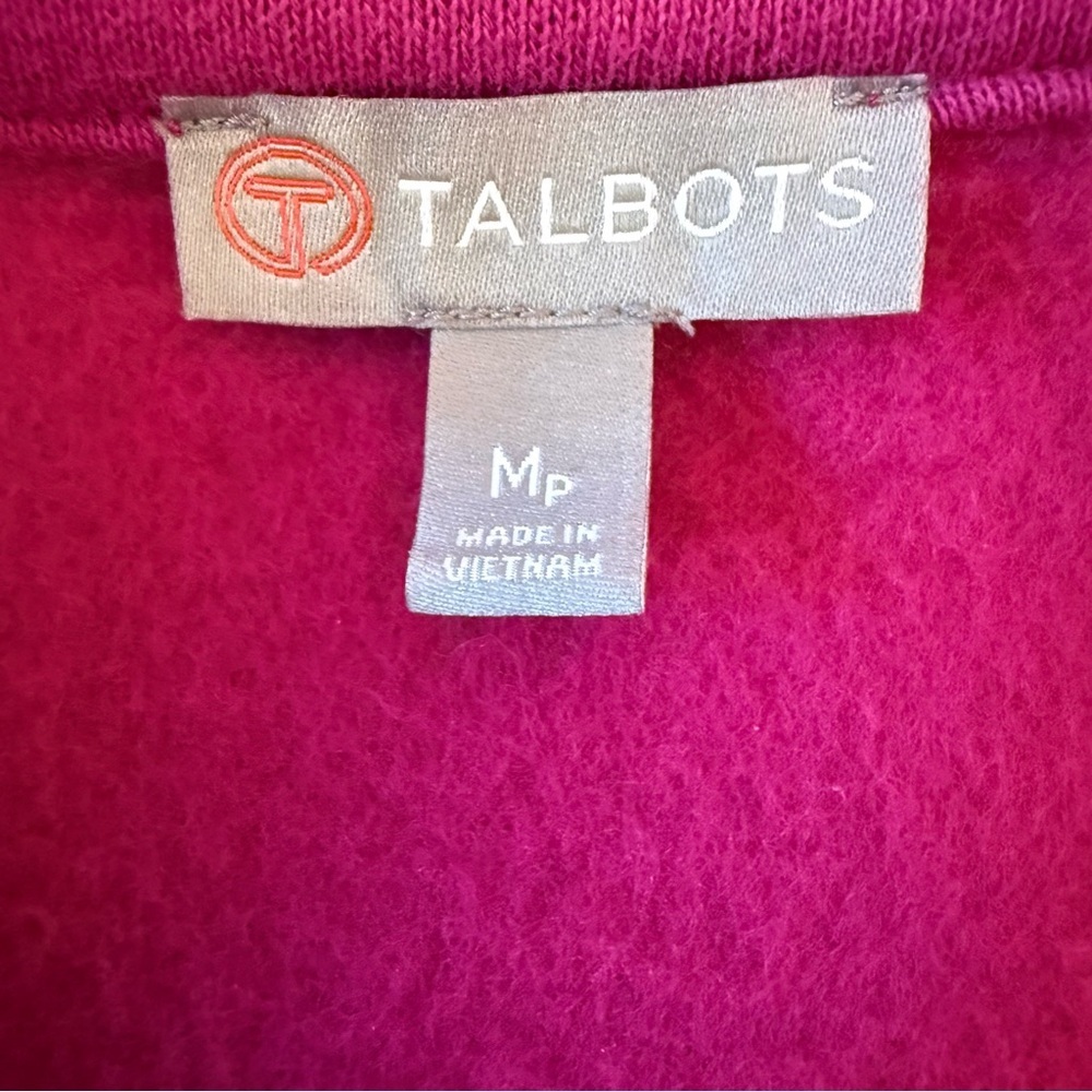 Talbots Petite Magenta Pink Asymmetrical Zip Fleece Moto Jacket Size MP - Picture 9 of 12